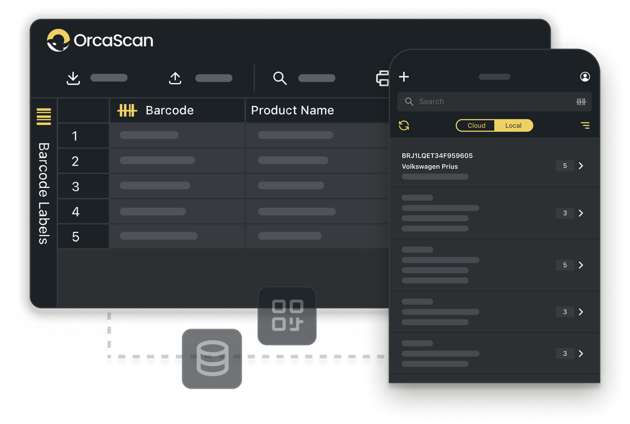 Orca Scan web based spreadsheet