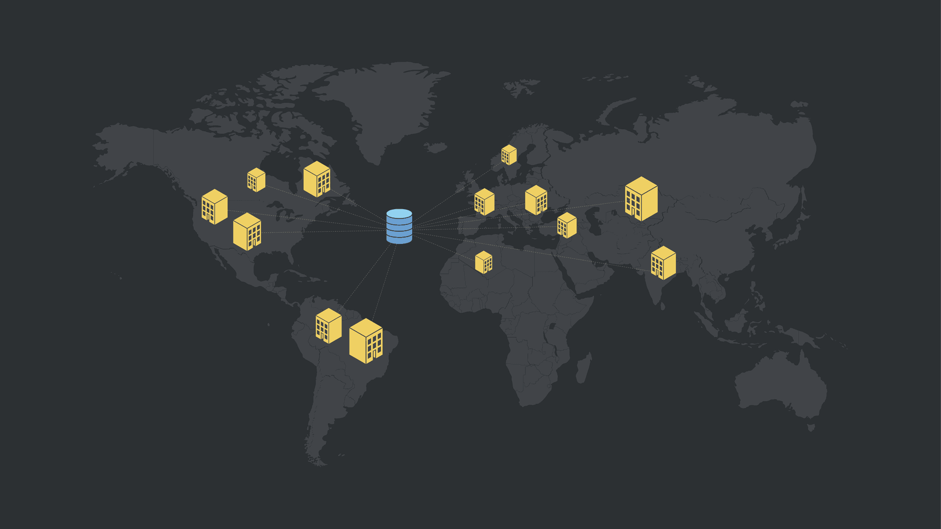 A map showing how retail inventory can be carried out at multiple locations and monitored centrally.