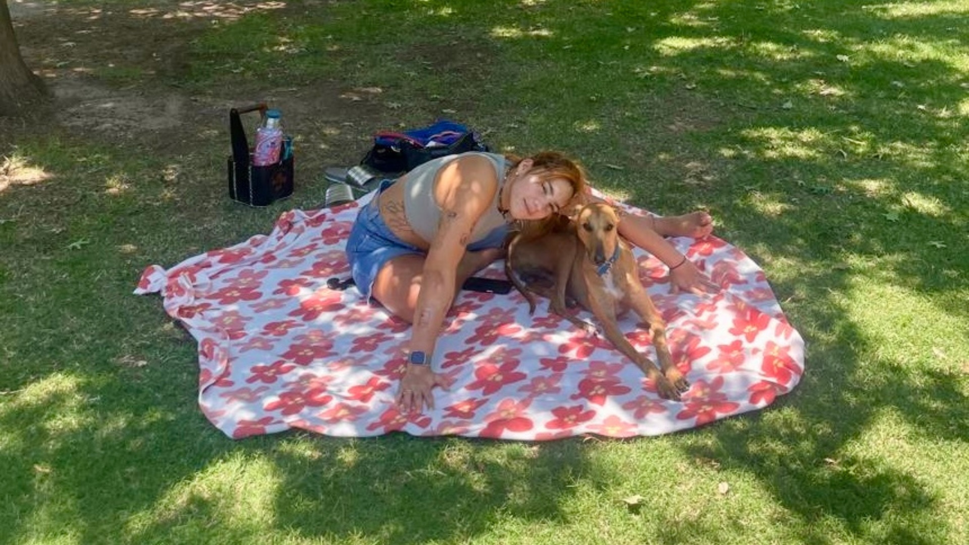 Carmela with her rescue dog, Fideo!