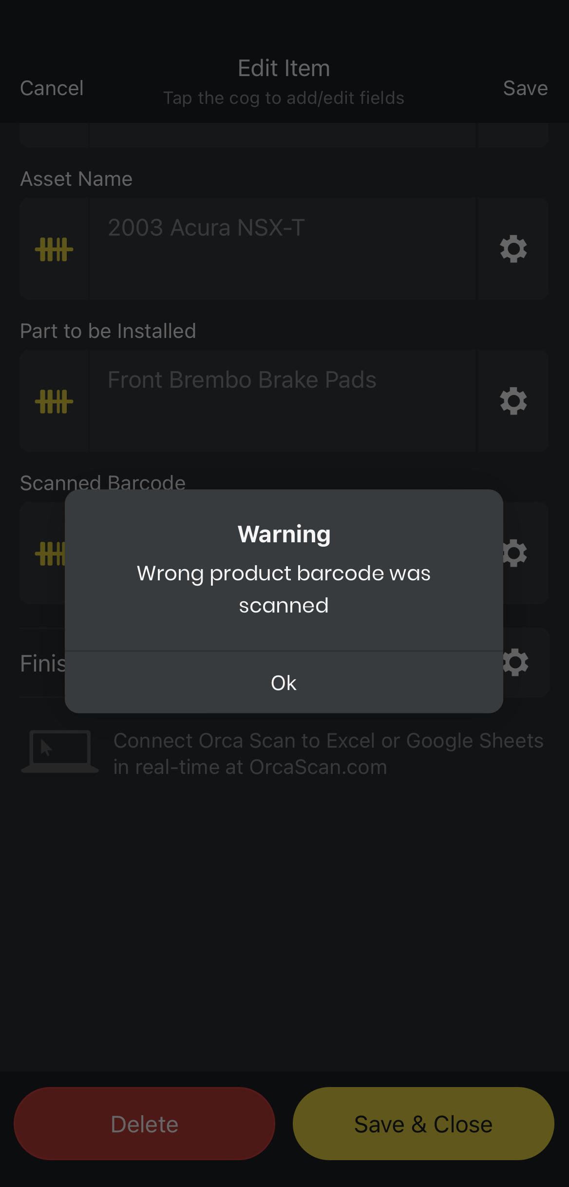 Get alerts when a scanned barcode doesn't match the one in your system.