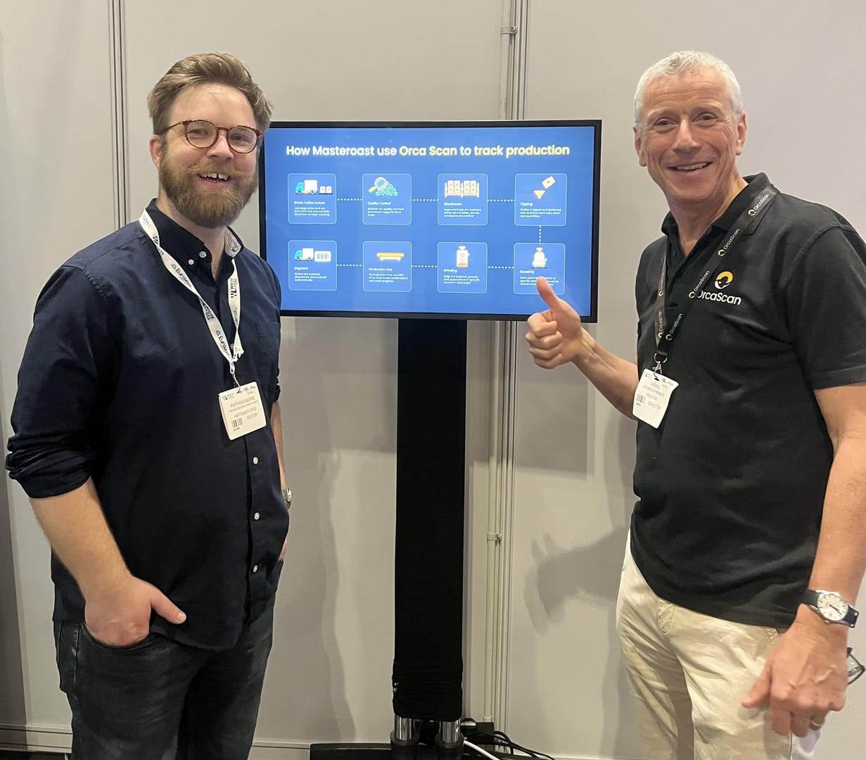 Matt Osborne, Senior Business Development Manager at Masteroast, with Tim Hill, Partnerships Manager at Orca Scan