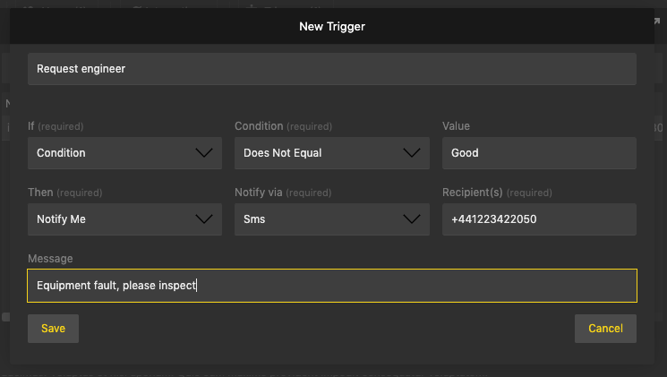Set up a trigger to send an SMS message to up to 10 people