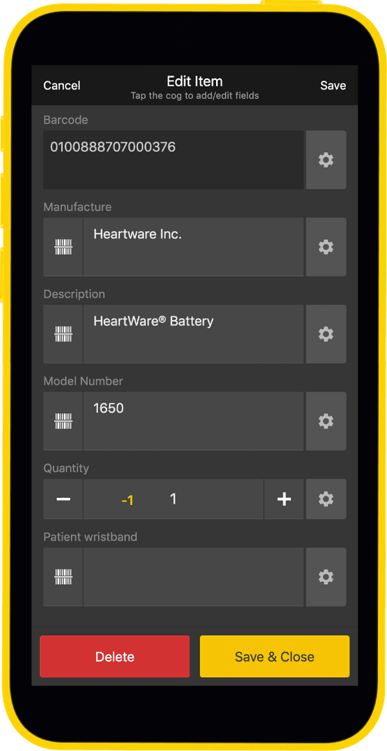 Assign the quantity of your items when you scan the barcode.