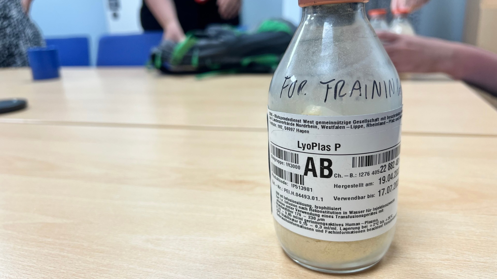 Lyoplas is a freeze-dried plasma that can be administered to patients on scene