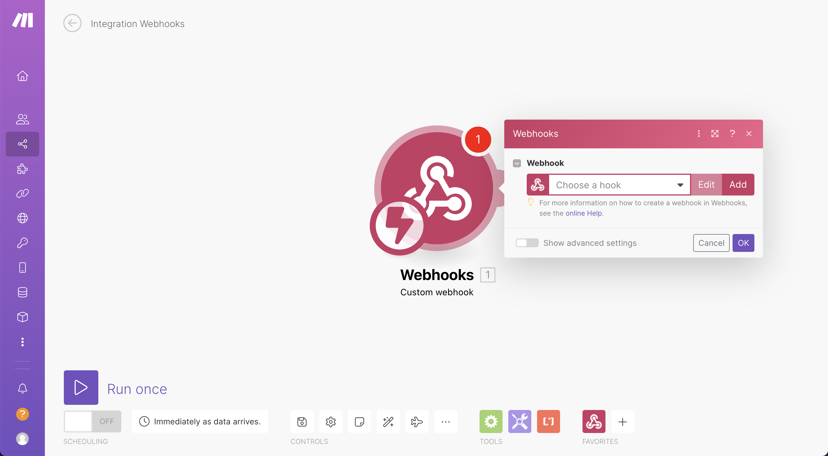 Add a new webhook within the webhook module.
