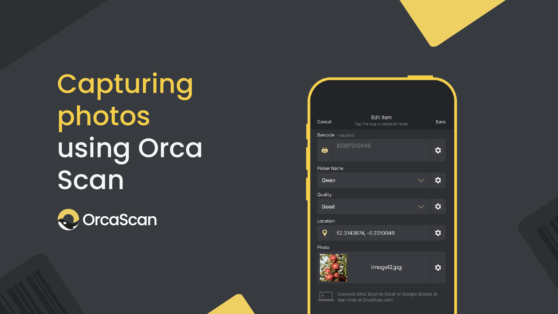 Capturing photos using Orca Scan
