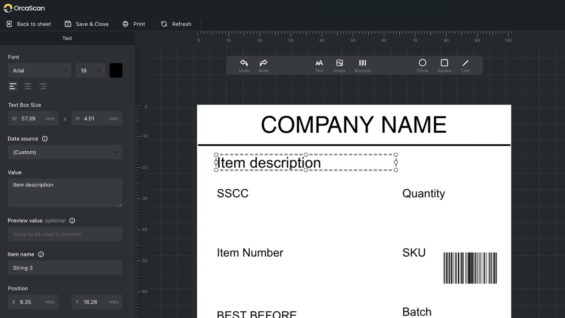 Change colours, fonts and text size from within the designer 