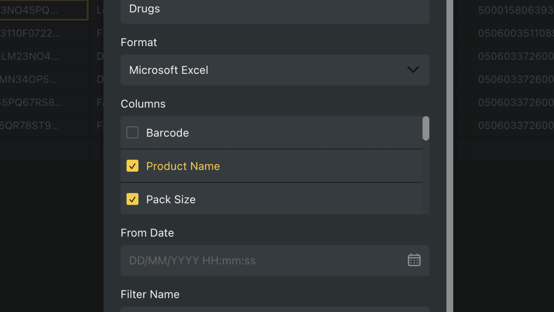 Choose exactly which columns and data you want to export