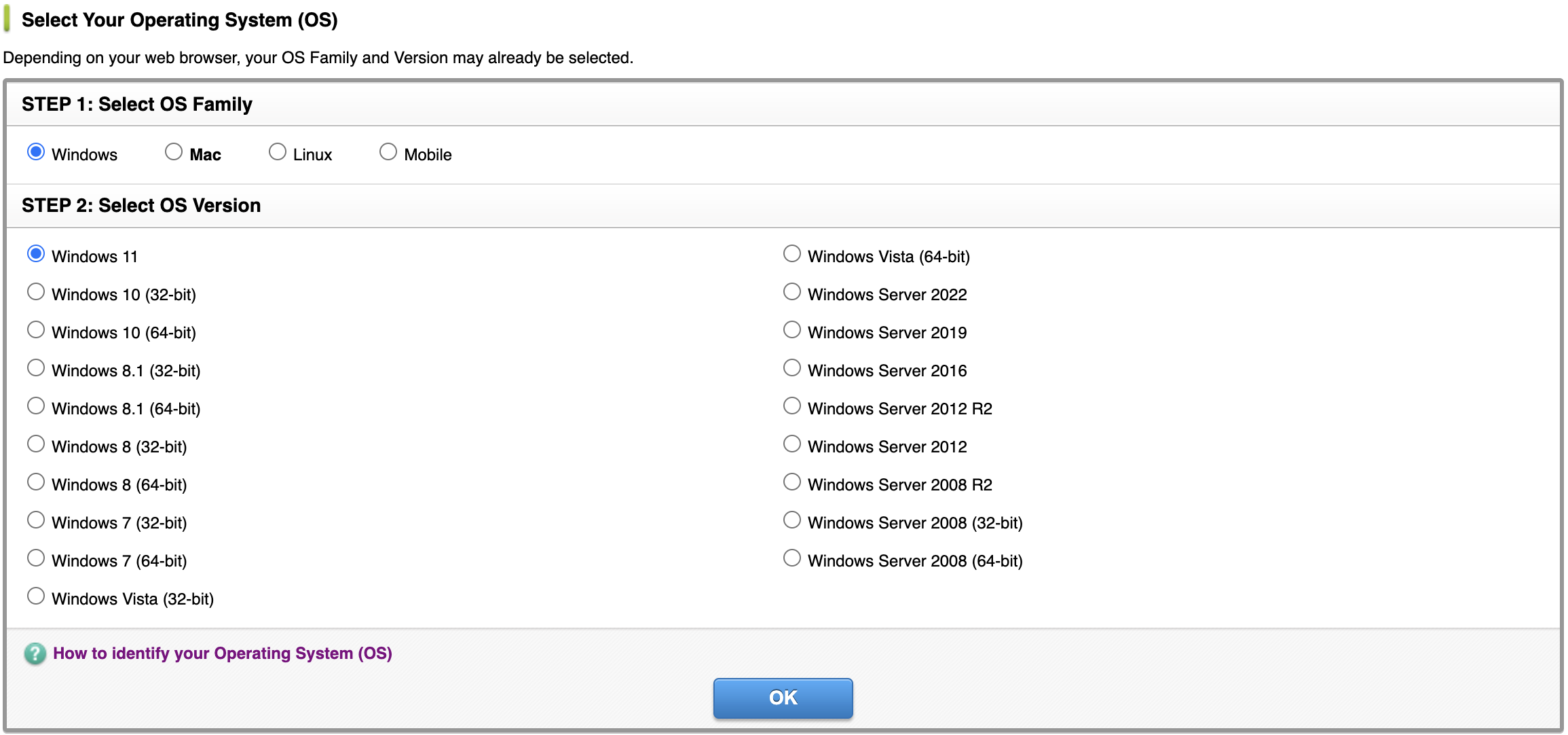 Choose the option that matches your machine.