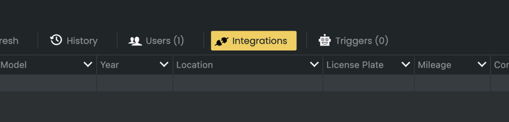Click on the 'Integrations' button at the top of the sheet