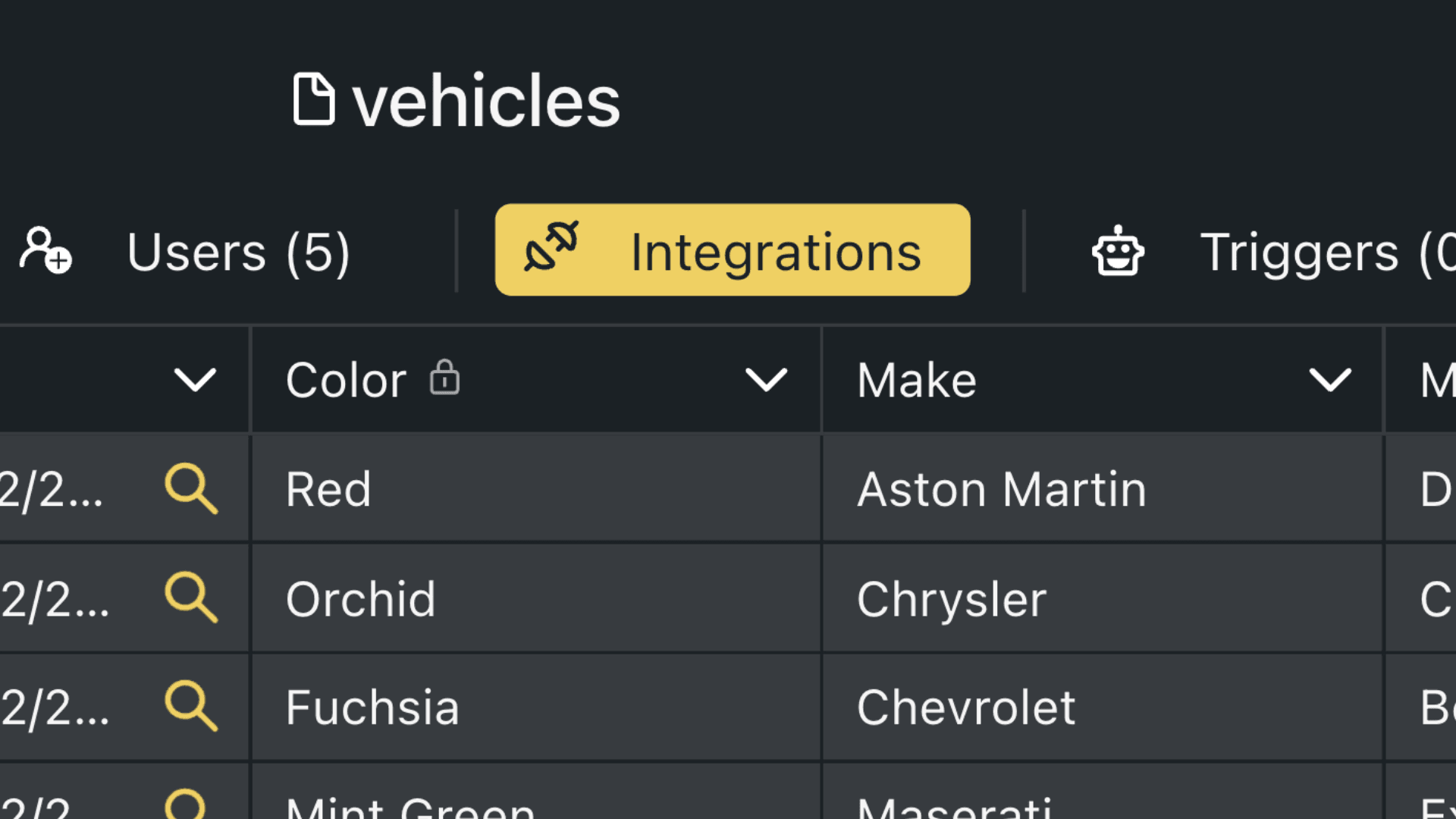 Click on the 'Integrations' button at the top of the sheet