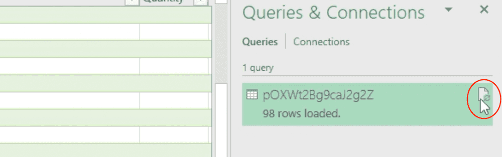 Click the refresh button to manually update data from your Orca Scan sheet