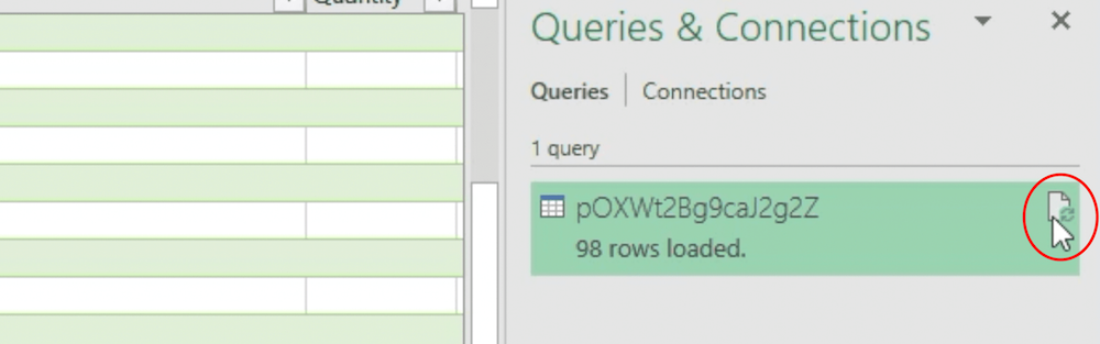 Click the refresh button to manually update data from your Orca Scan sheet