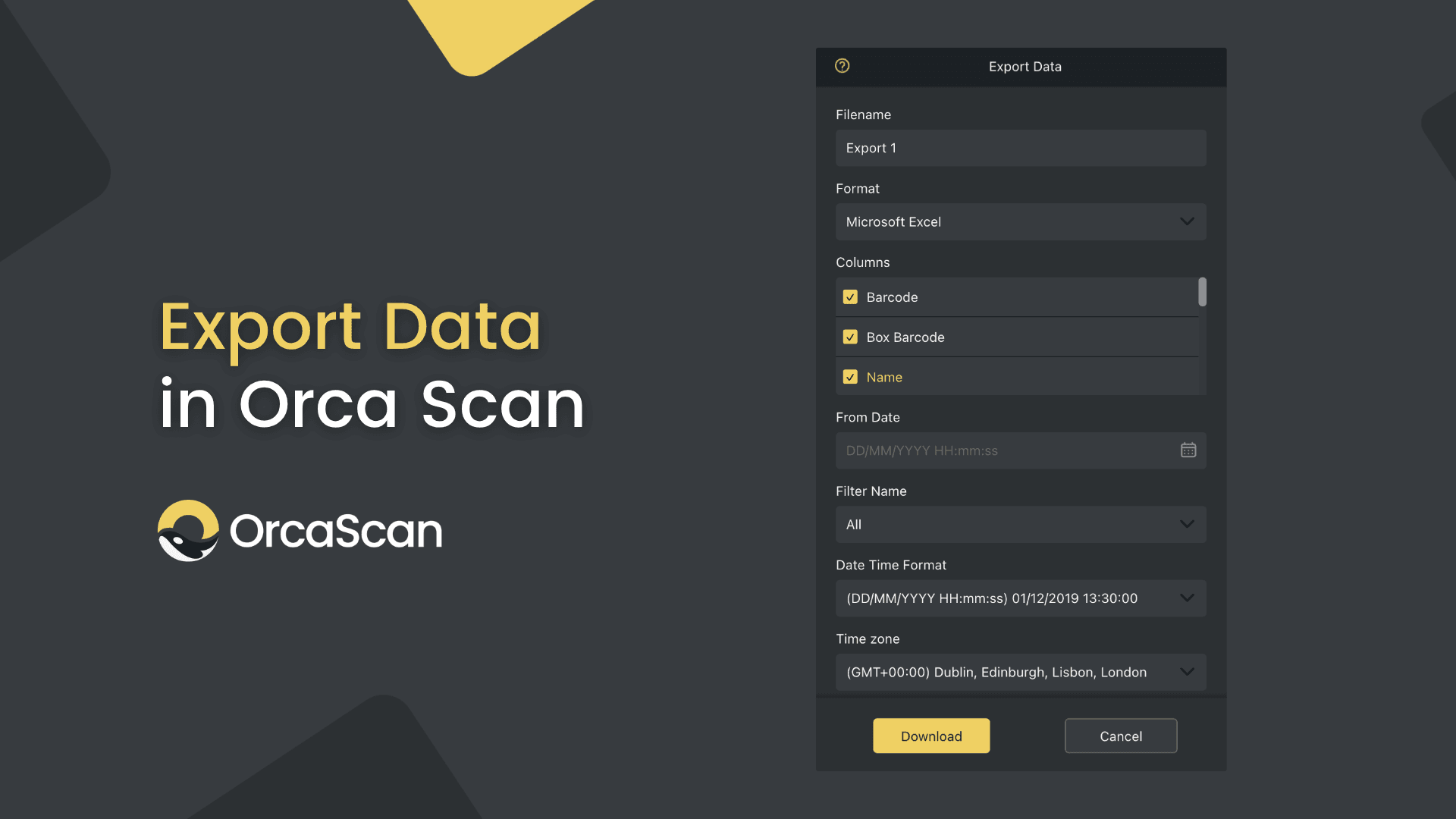 How to export data in Orca Scan