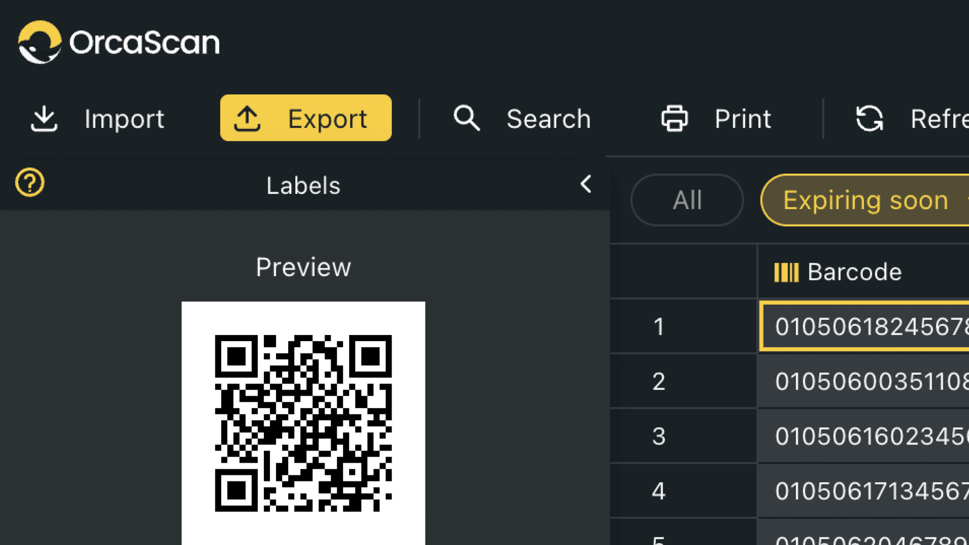 Export options are available directly from the web app at
