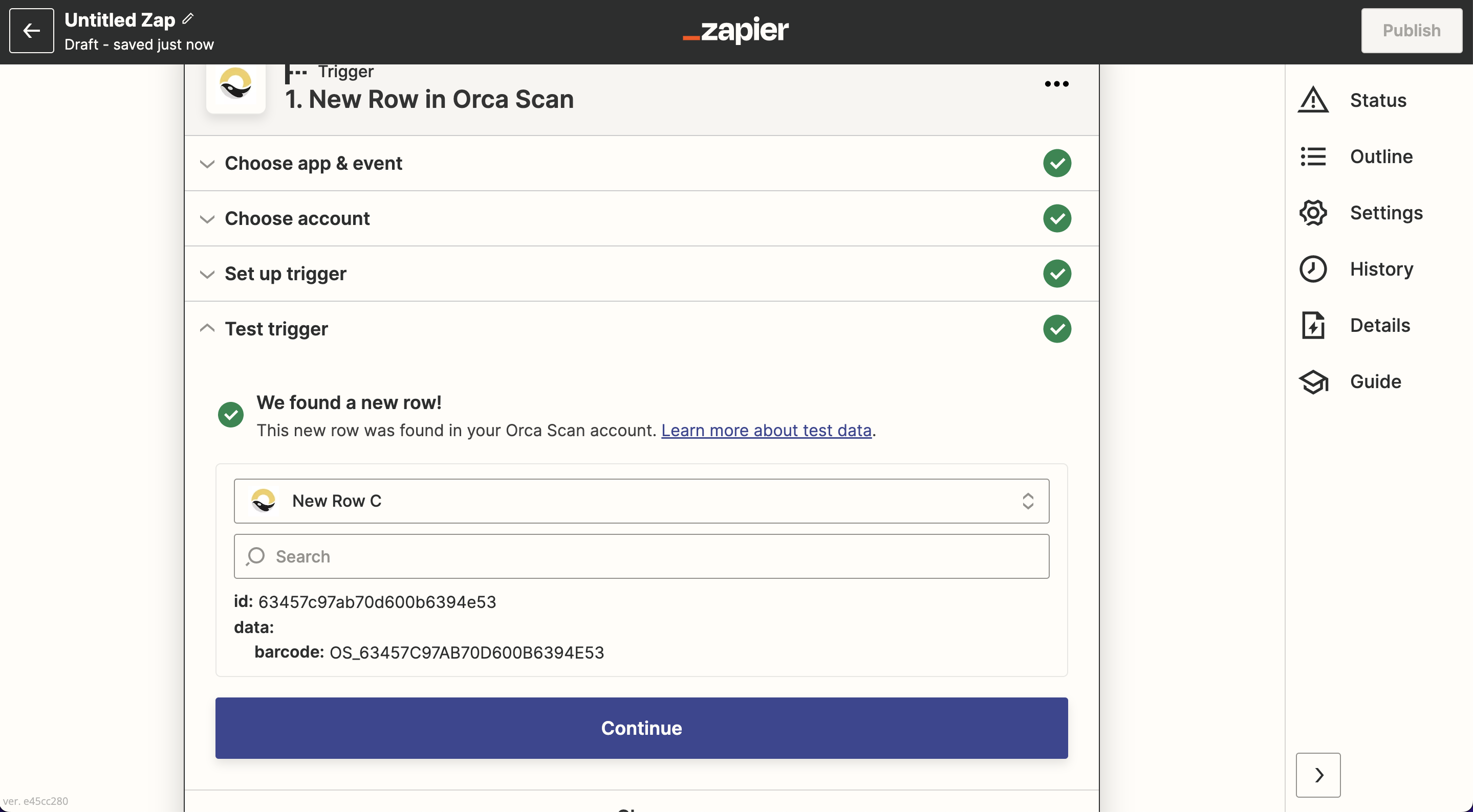 Find new Orca Scan events to test the newly created Zapier trigger.