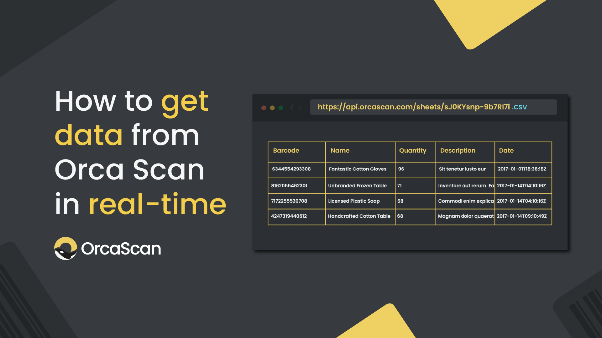 How to get data from Orca Scan in real-time