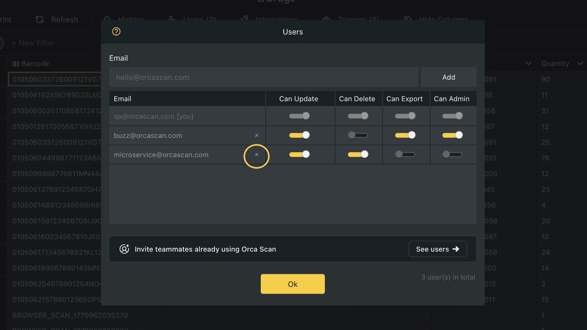 How to remove a user from a sheet
