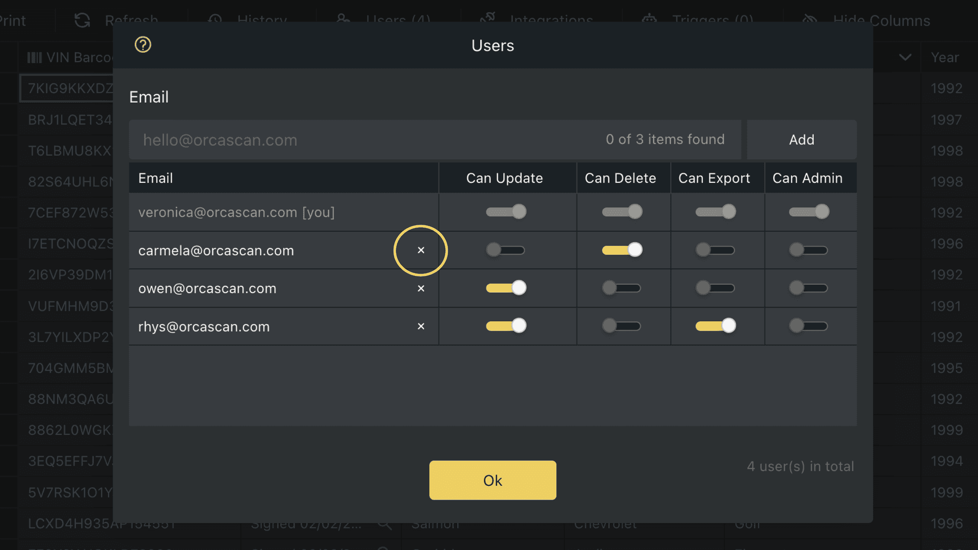 How to remove a user from a sheet