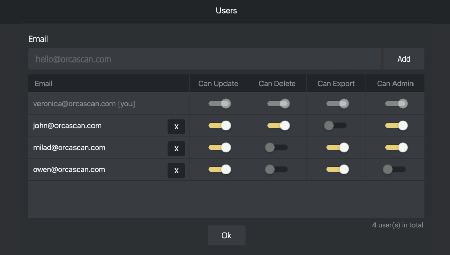 How to set user permissions using the Orca Scan web app