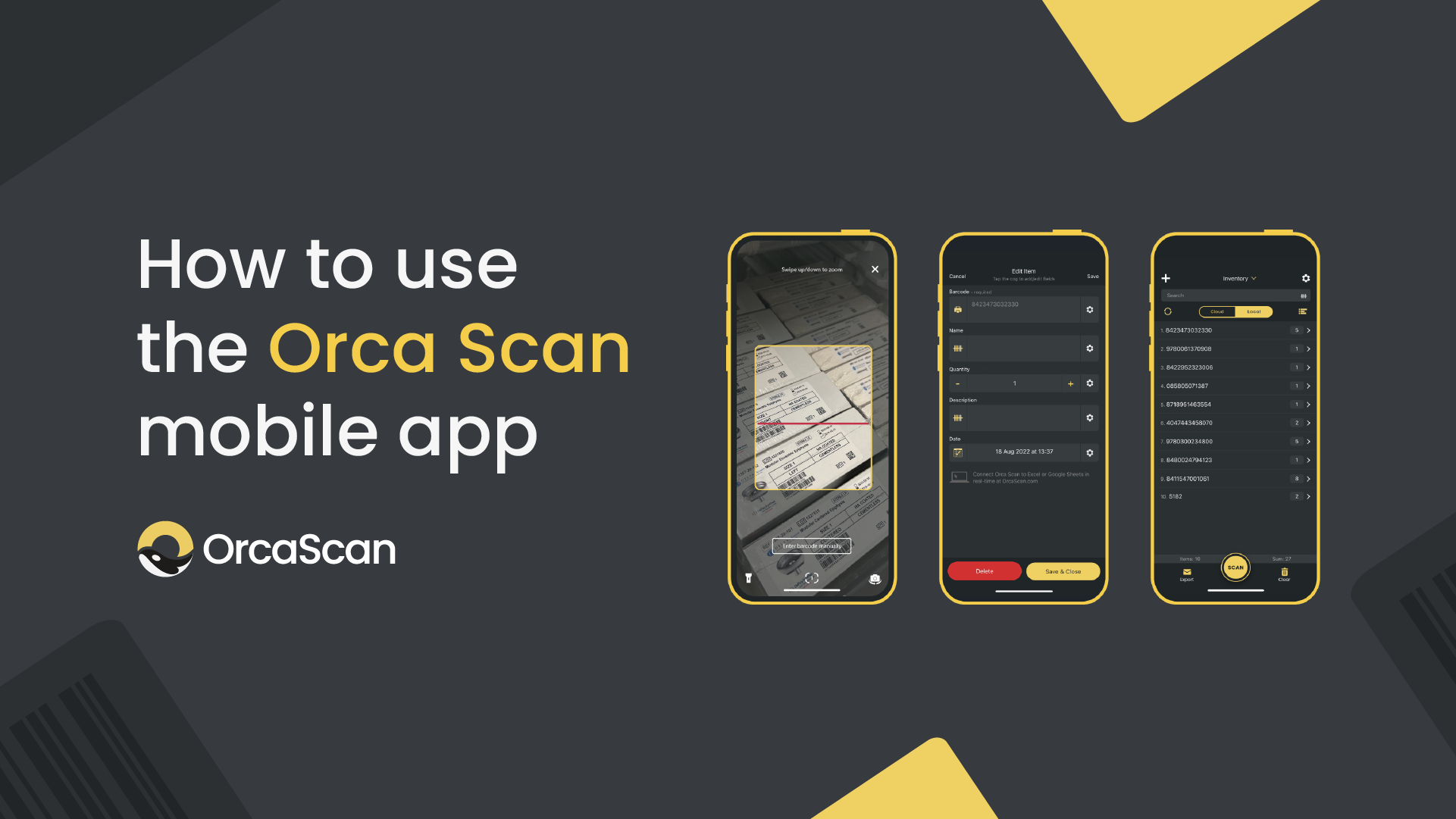 How to use the Orca Scan mobile app