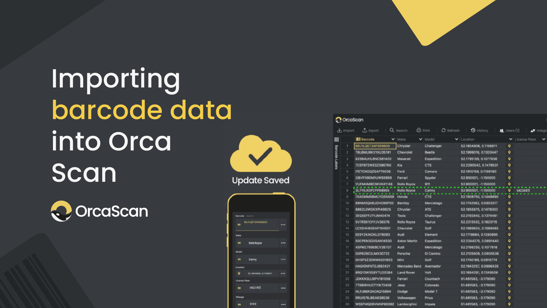 Importing barcode data into Orca Scan