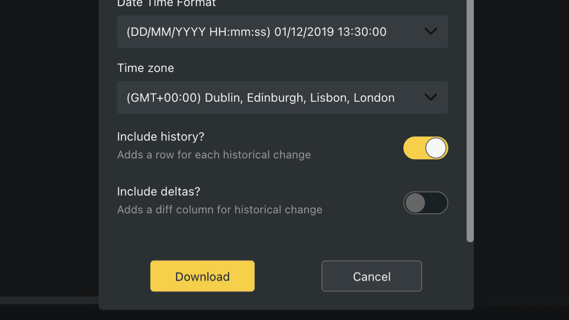 Include history and deltas to track changes over time
