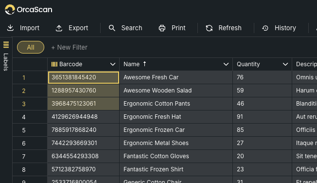 Item link select rows