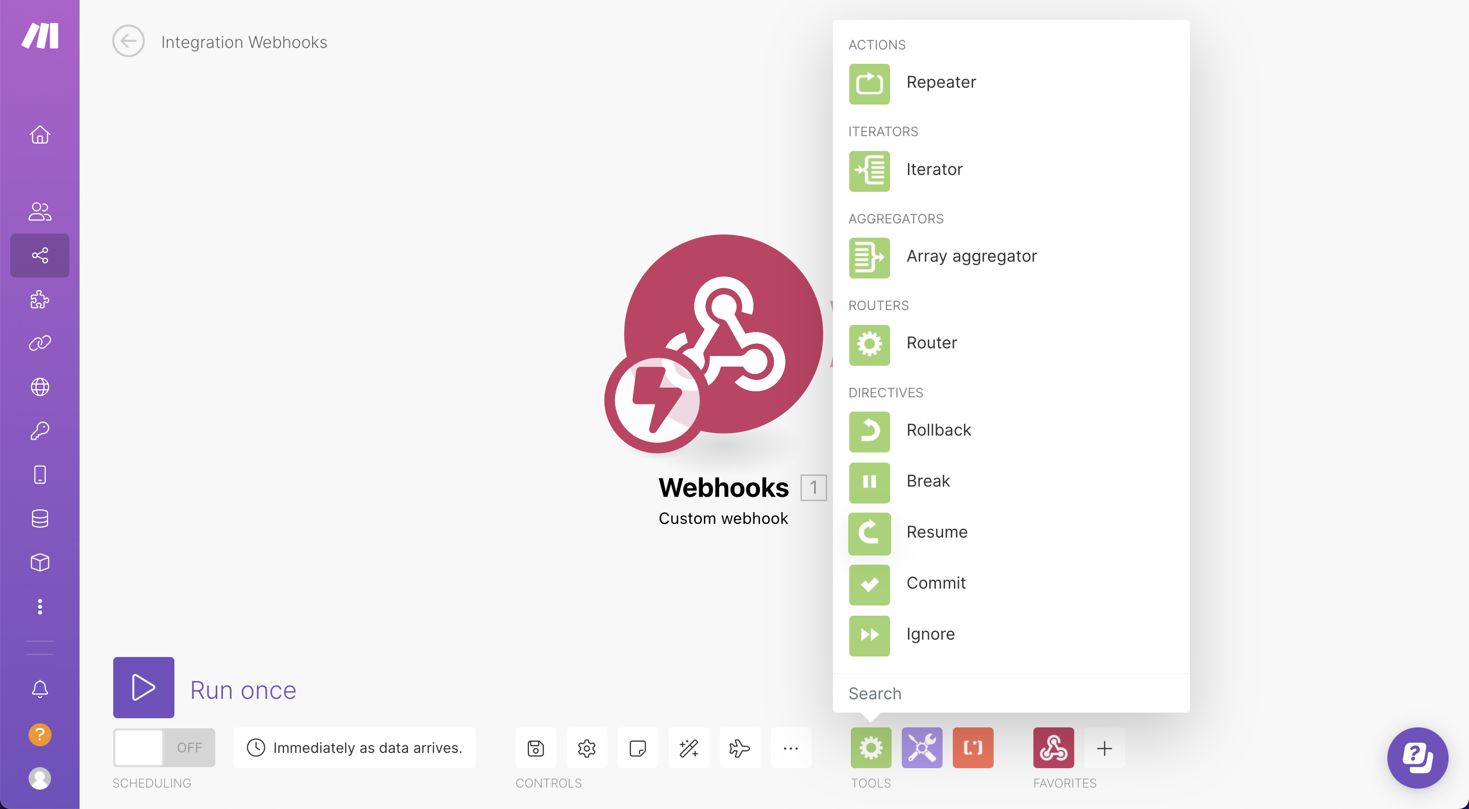 Make’s Flow Control tools contain Actions, Iterators, Aggregators, Routers & Directives