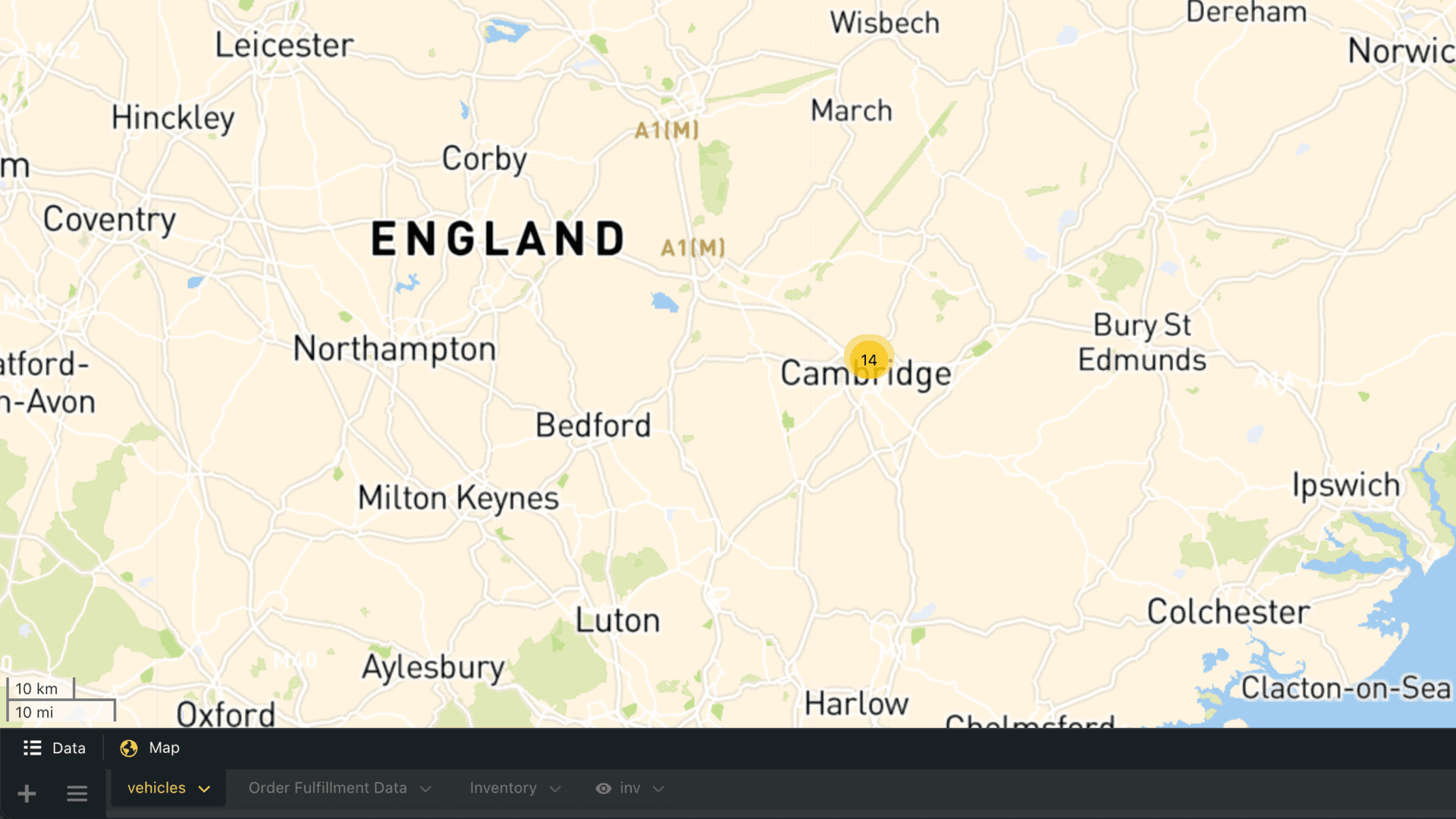 Map view of all assets and inventory and current locations