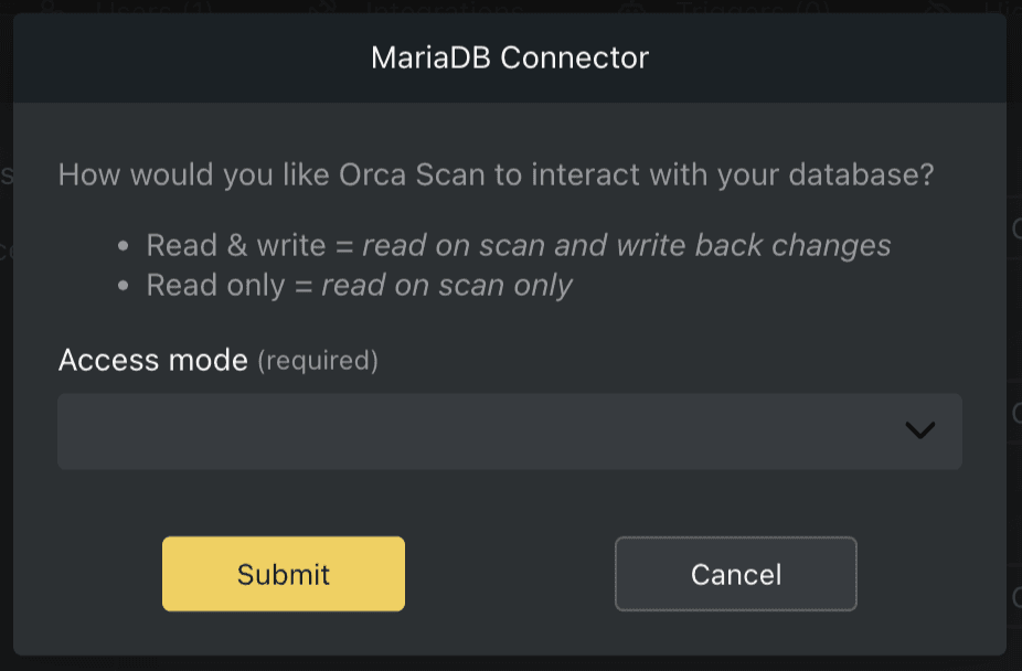 Mariadb connector access mode