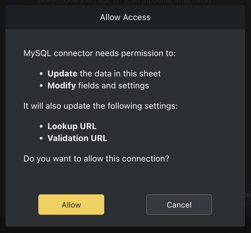 Mysql connector permissions