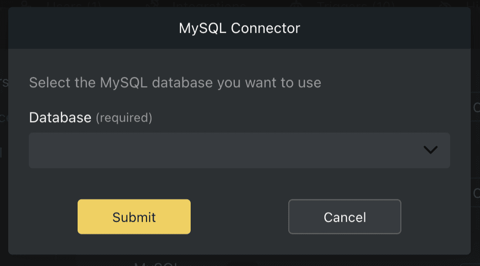 Mysql connector select database
