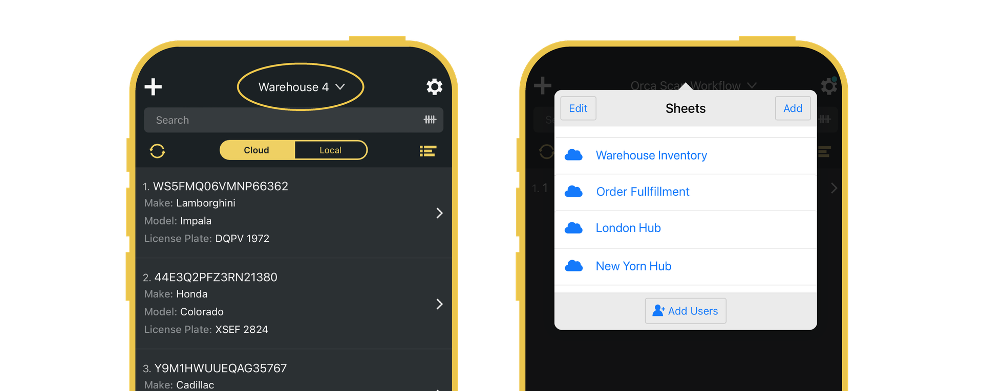 Open the Orca Scan Mobile App to choose the sheet you want to update