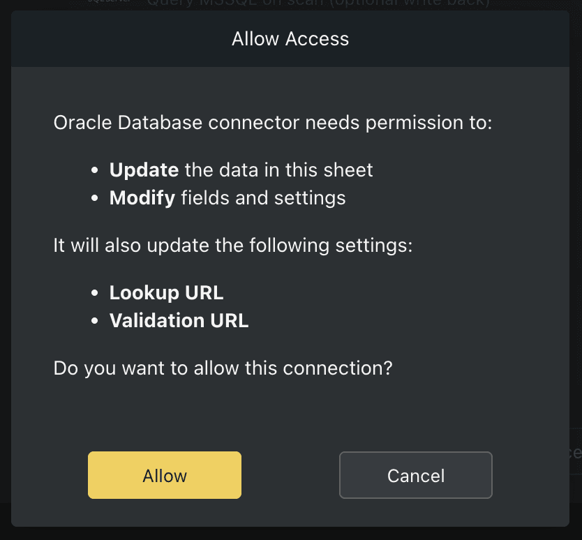 Oracle connector permissions