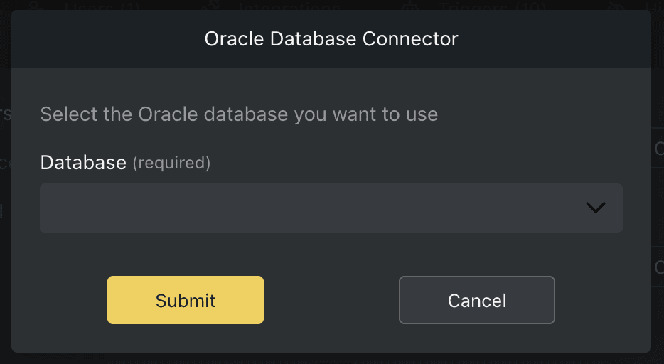 Oracle connector select database