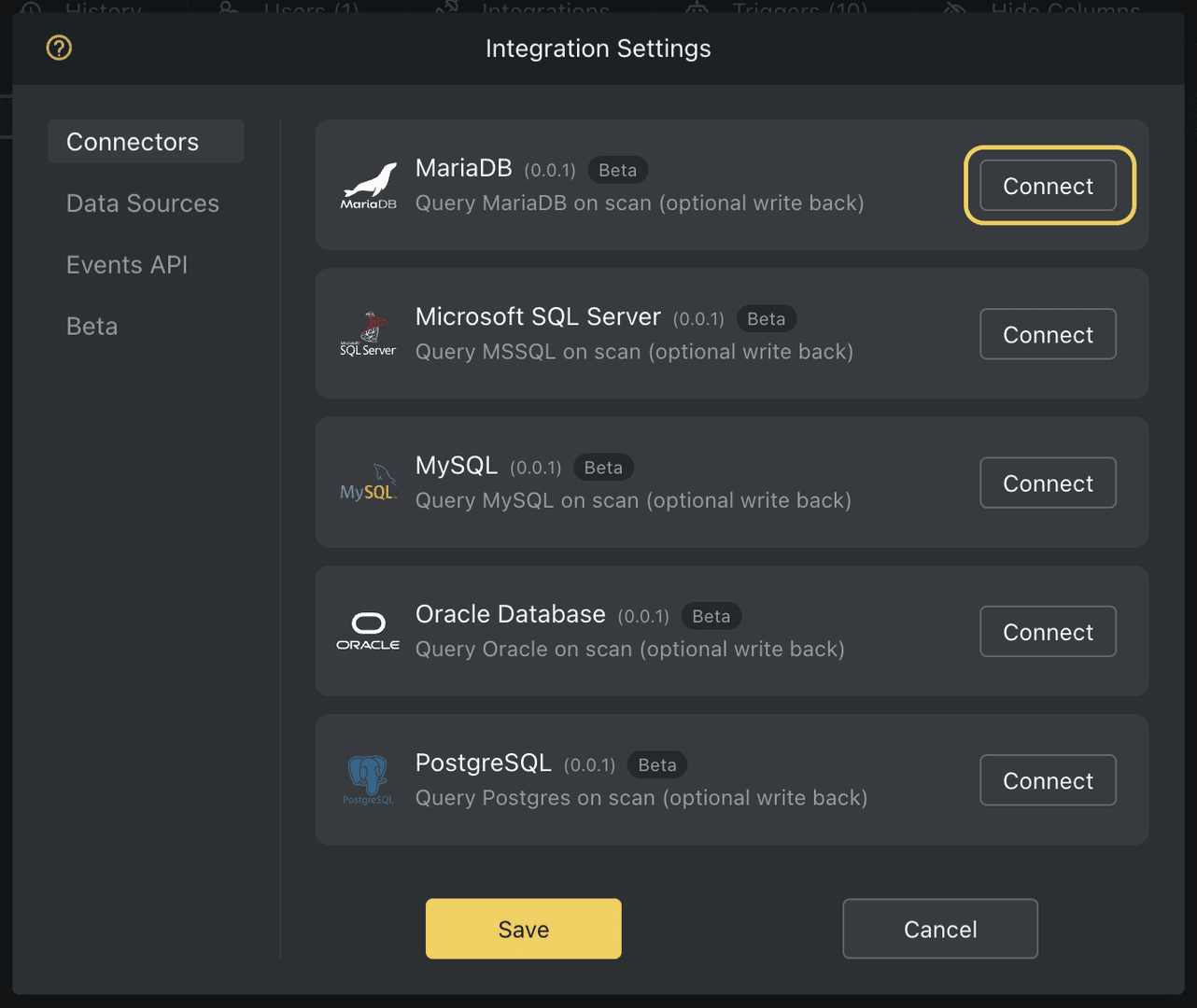 Orca scan sql connectors mariadb
