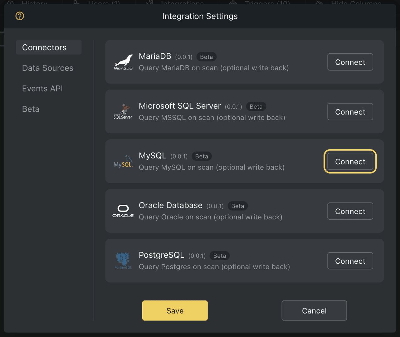 Orca scan sql connectors mysql