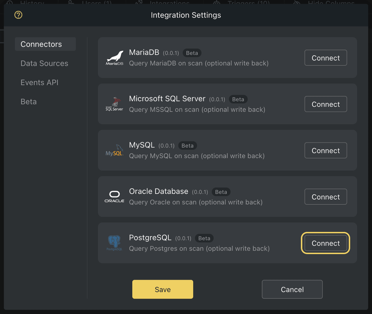 Orca scan sql connectors postgresql