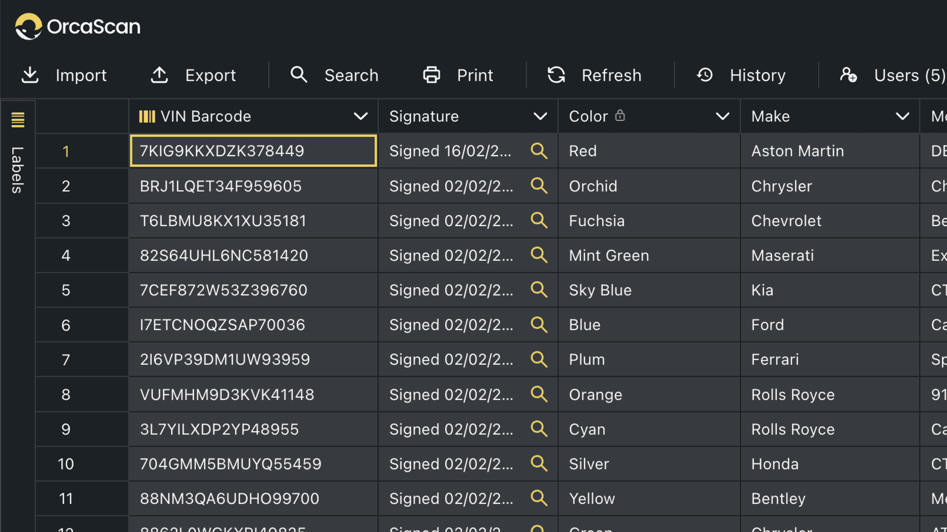 Orca Scan web dashboard