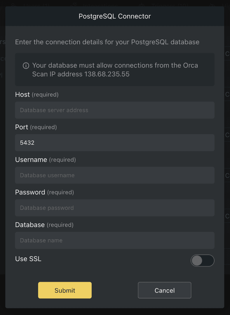Postgres connector connection details