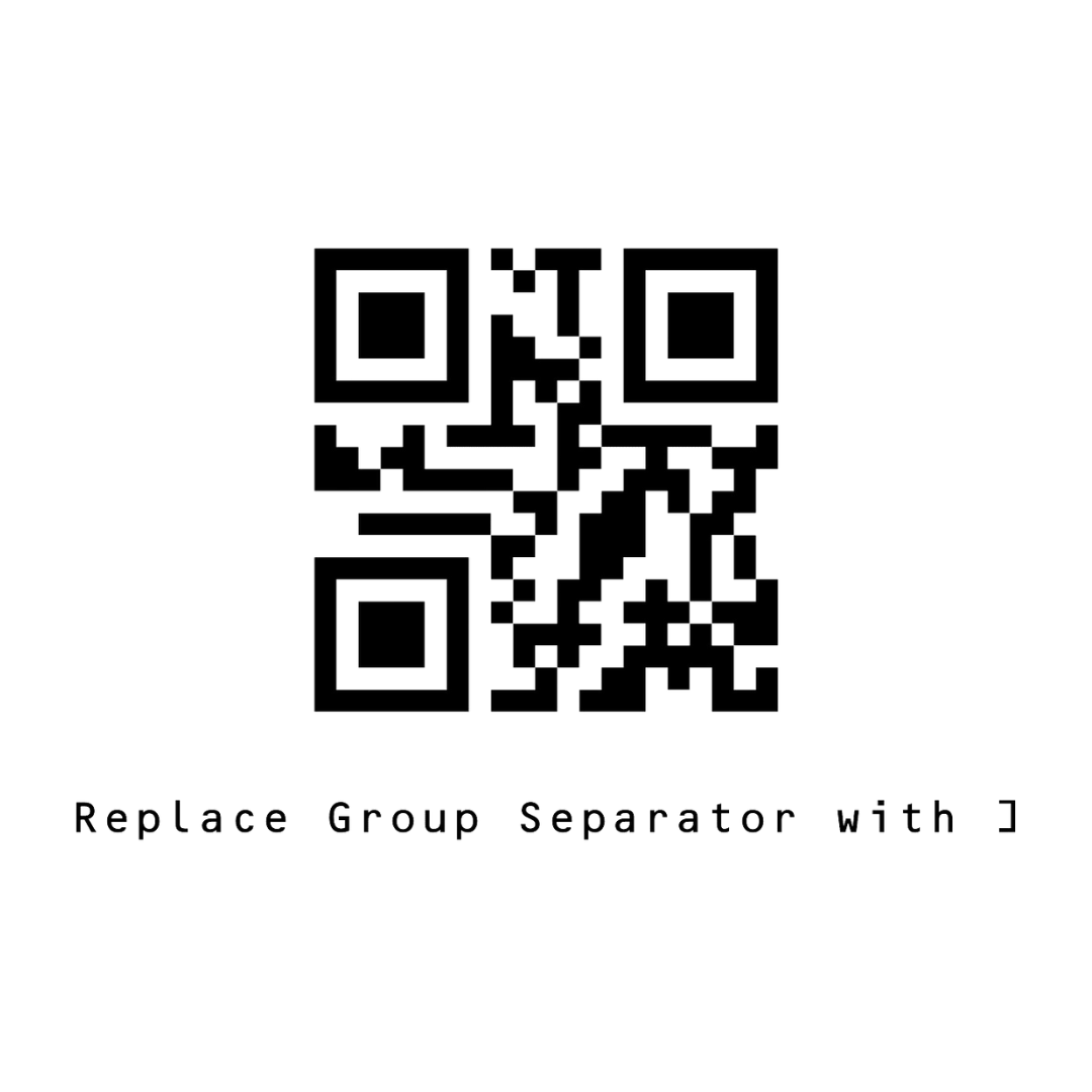 QR code to replace the Group Separator character for advanced barcode scanning requirements.