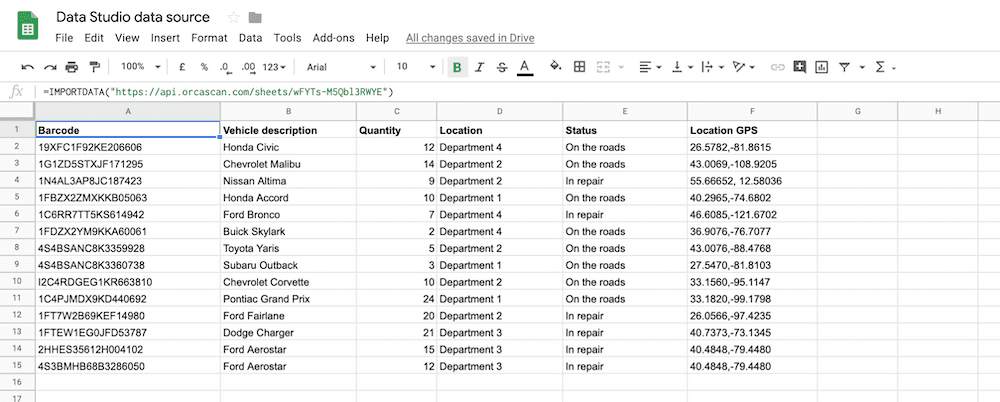 See all of your data in Google sheets