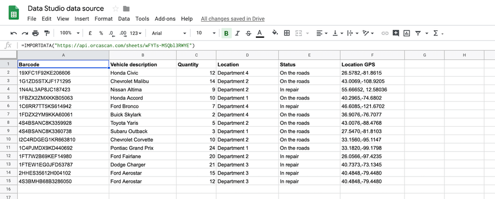 See all of your data in Google sheets