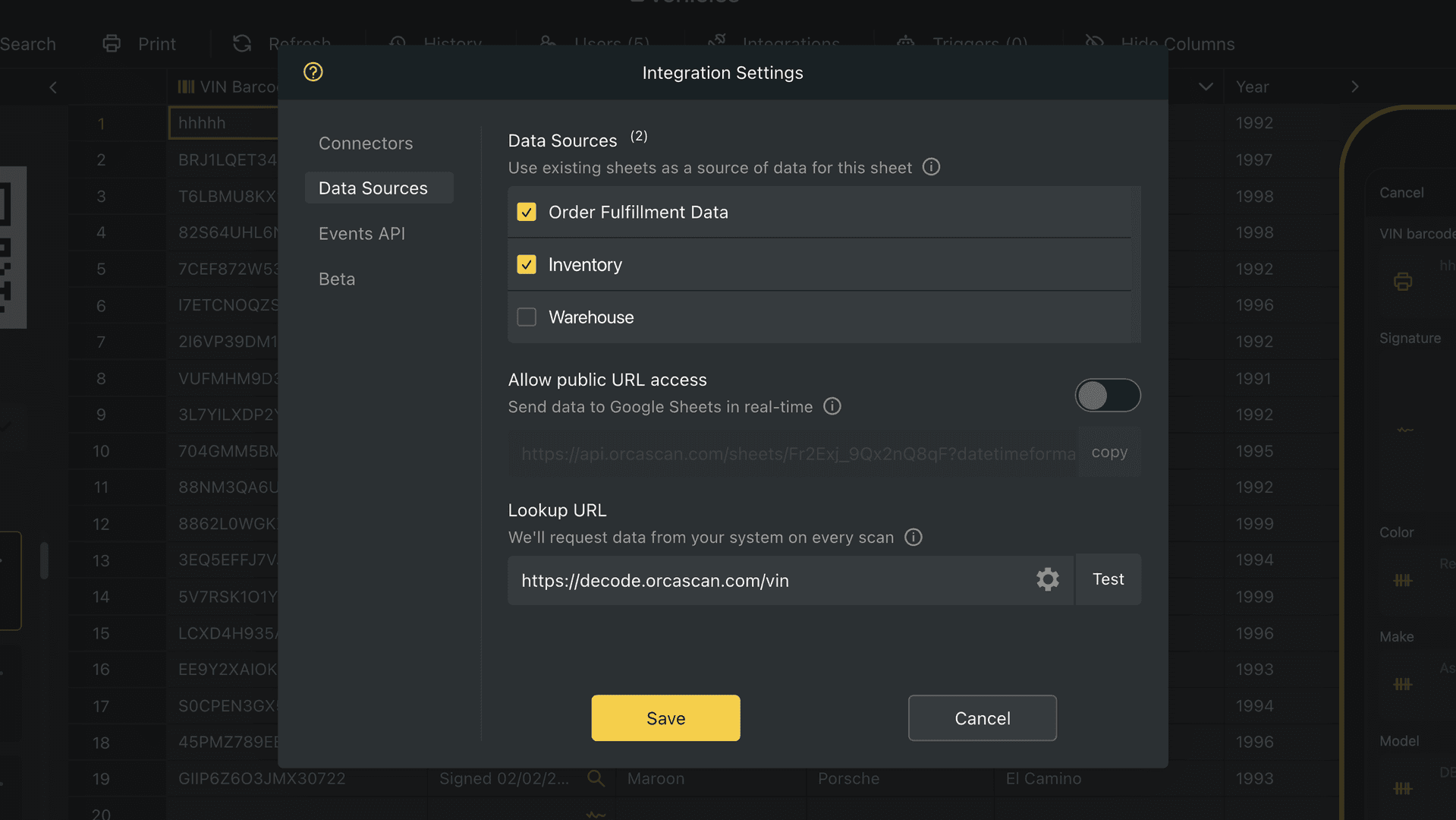 Selecting a master sheet as the data source