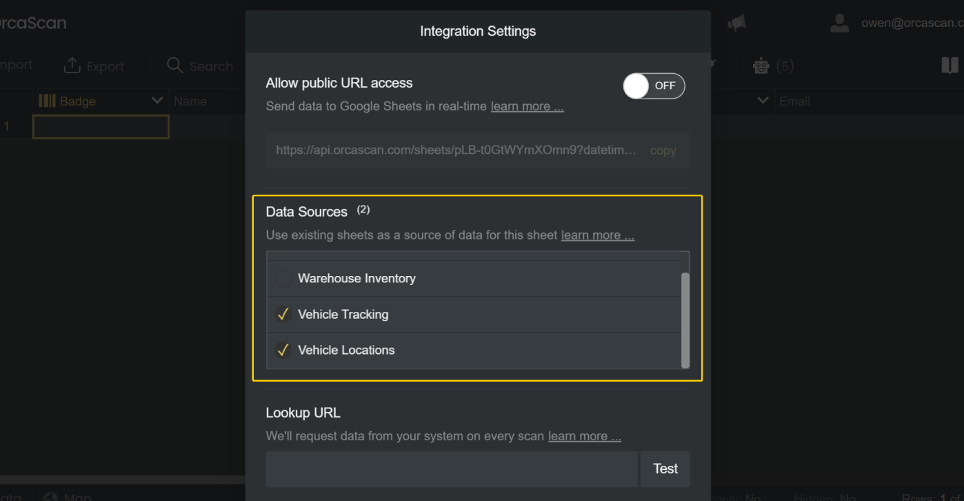 Selecting a master sheet as the data source