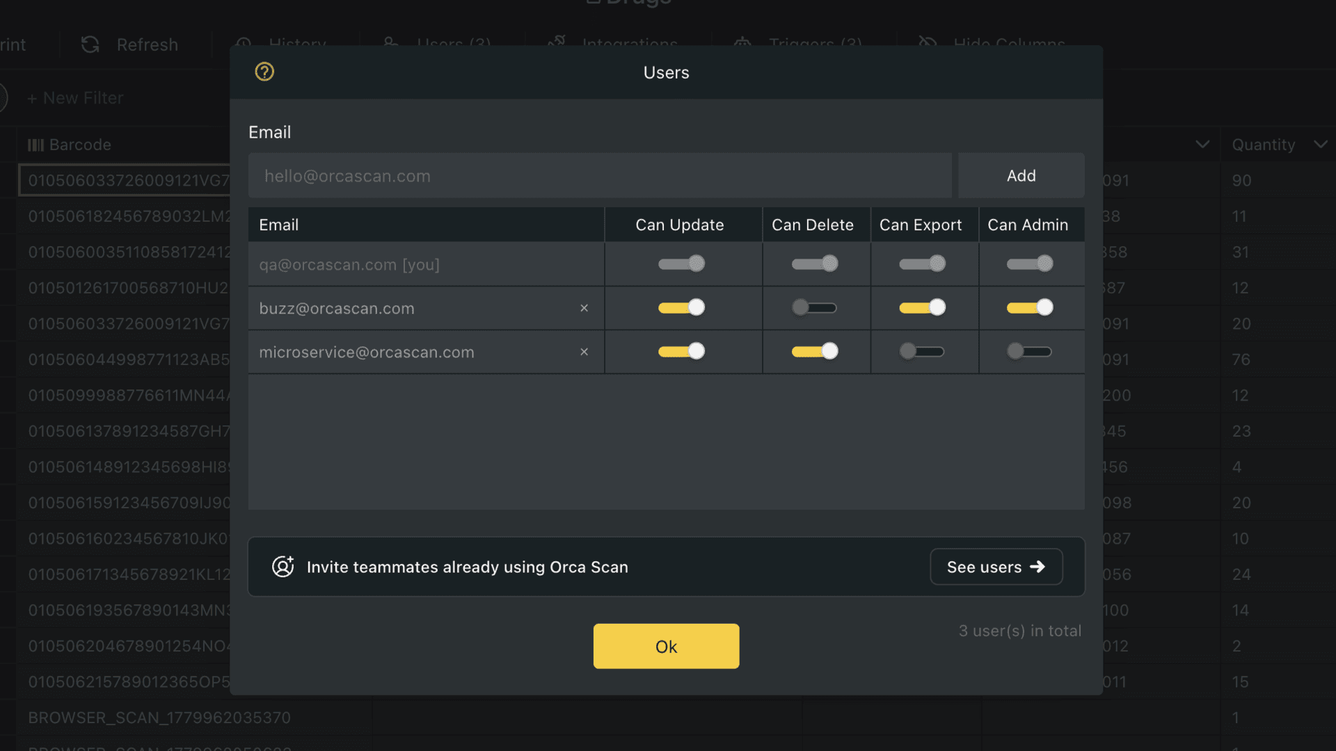 The person who creates the sheet can add users and update their permissions