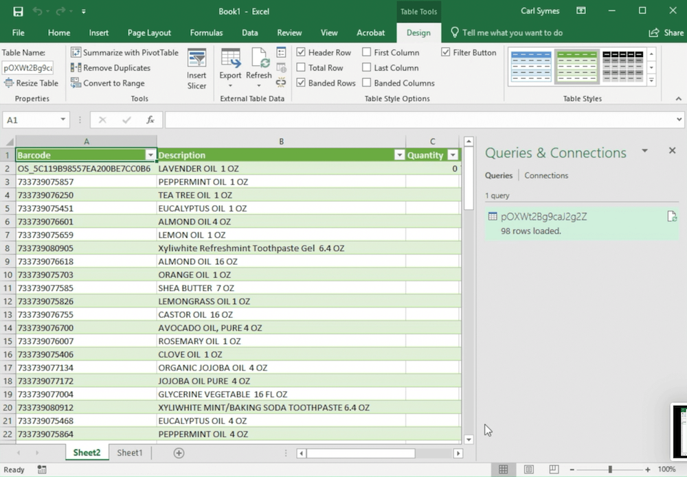 View your Orca Scan data in an Excel Spreadsheet