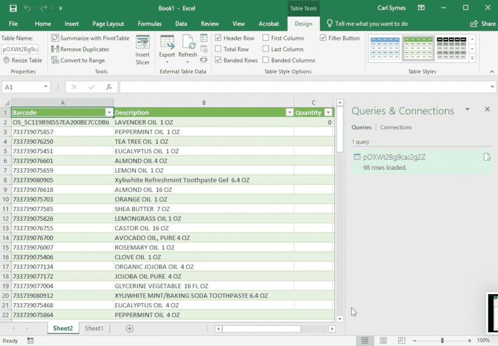 View your Orca Scan data in an Excel Spreadsheet