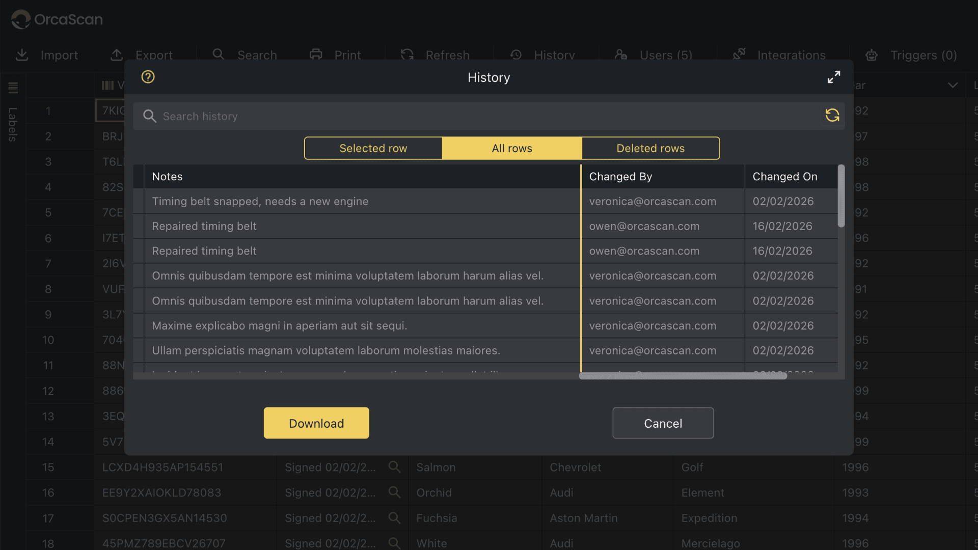 Viewing who, when and what changes was made